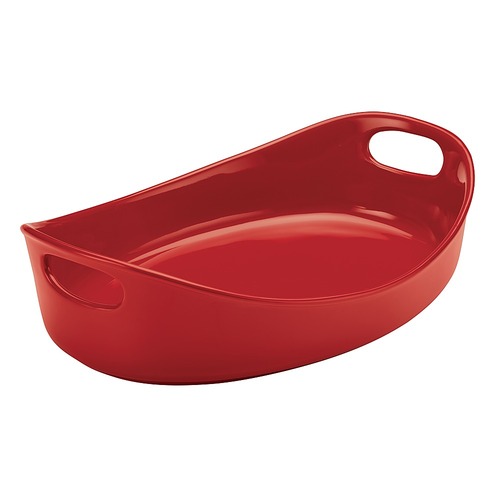 Rachael Ray - Bubble & Brown 4.5-Quart Oval Stoneware Baker - Red