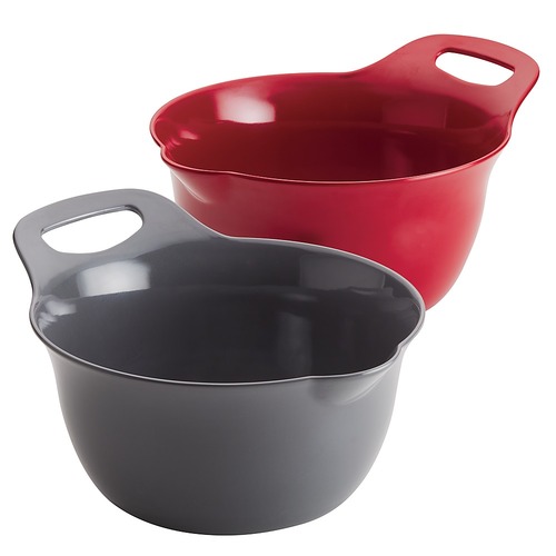Rachael Ray - Tools and Gadgets 2-Piece Nesting Mixing Bowl Set - Red and Gray