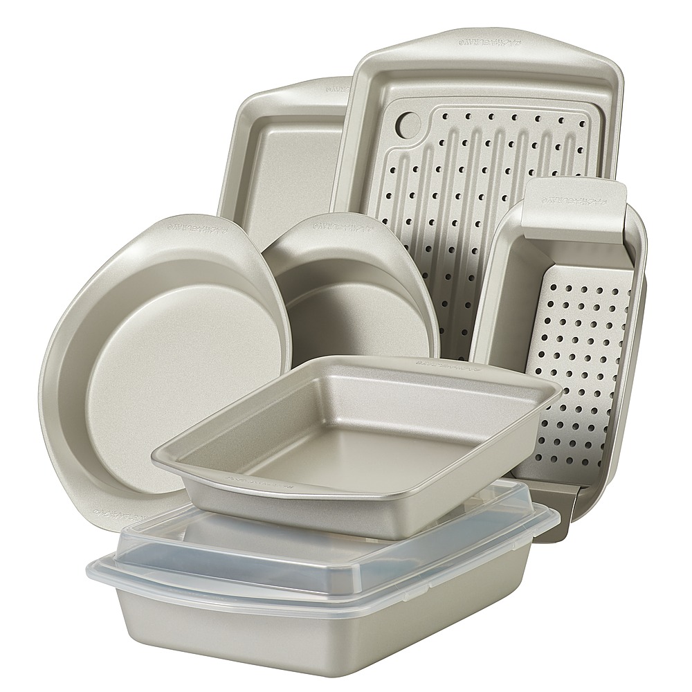 Angle View: Rachael Ray - 10-Piece Nonstick Bakeware Set - Silver
