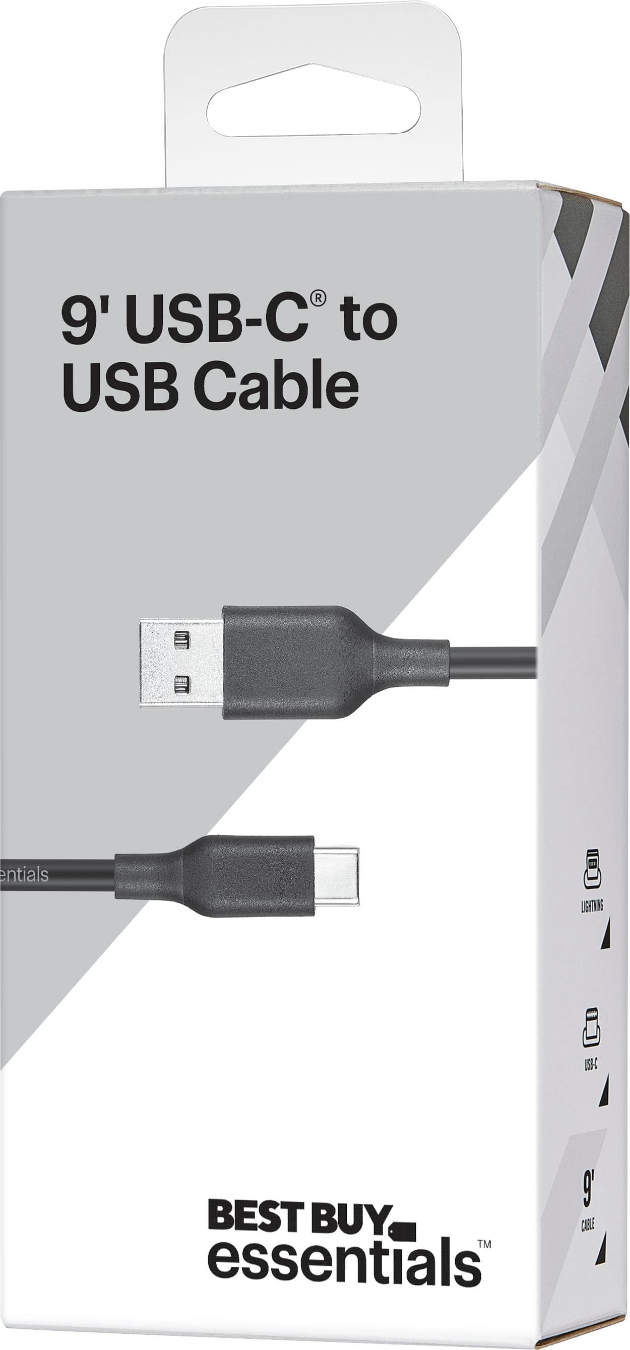 Alt View 15. Best Buy essentials™ - 9' USB-A to USB-C Charge-and-Sync Cable - Black.