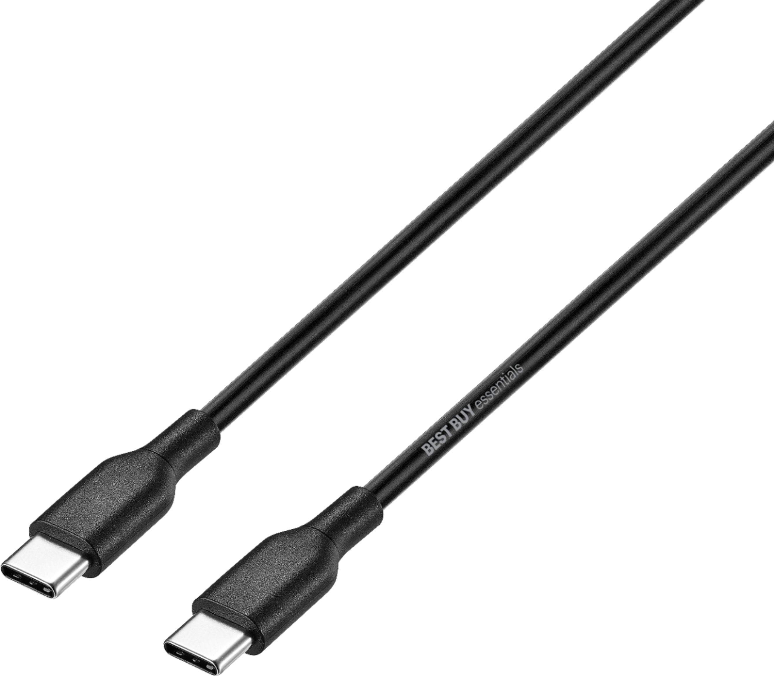 Best Buy essentials™ 3' USB-C to USB-C Charge-and-Sync Cable Black
