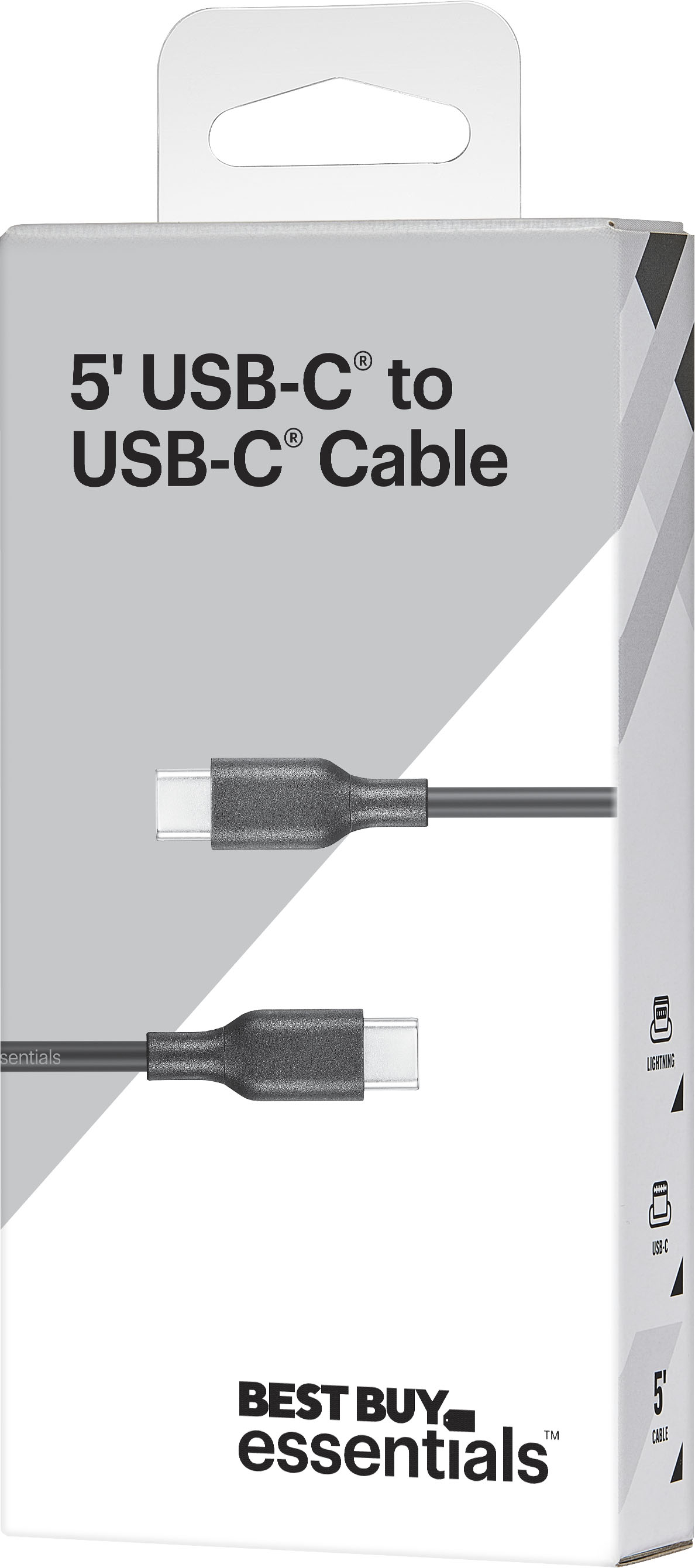 Best Buy Essentials - 5' USB-C to USB-C Charge-and-Sync Cable - Black