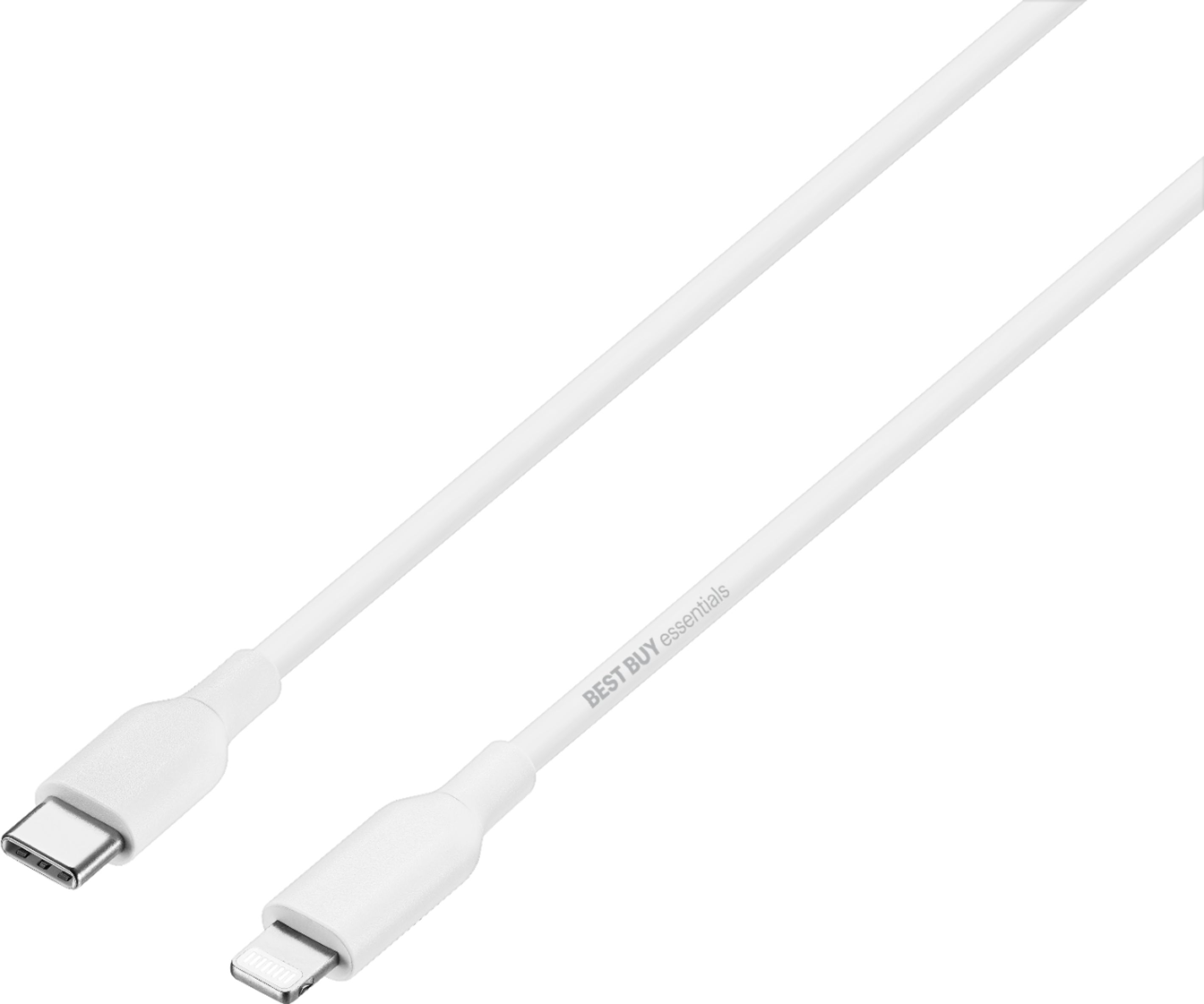 Best Buy essentials™ - 3' Lightning to USB-C Charge-and-Sync Cable - White