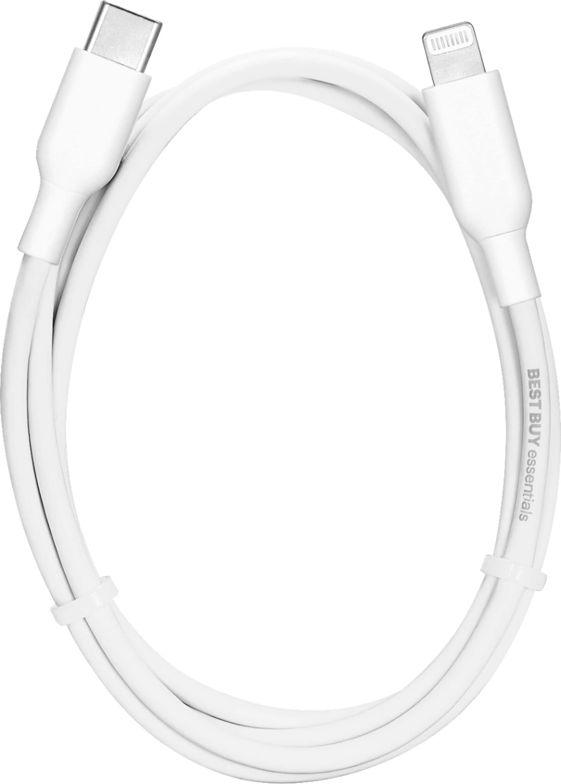 Alt View 14. Best Buy essentials™ - 3' USB-C to Lightning Charge-and-Sync Cable - White.