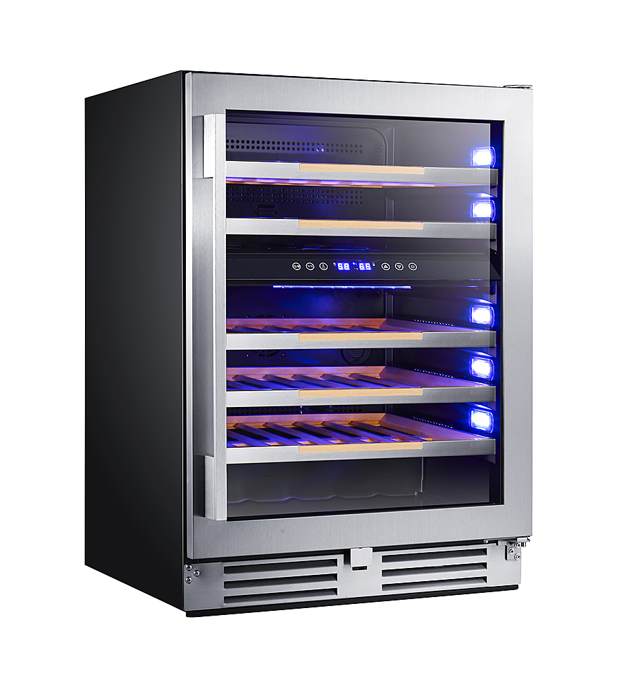Left View: Bertazzoni - 52-Wine Bottle Wine Cellar Column with Two Temperature Zones - Stainless steel
