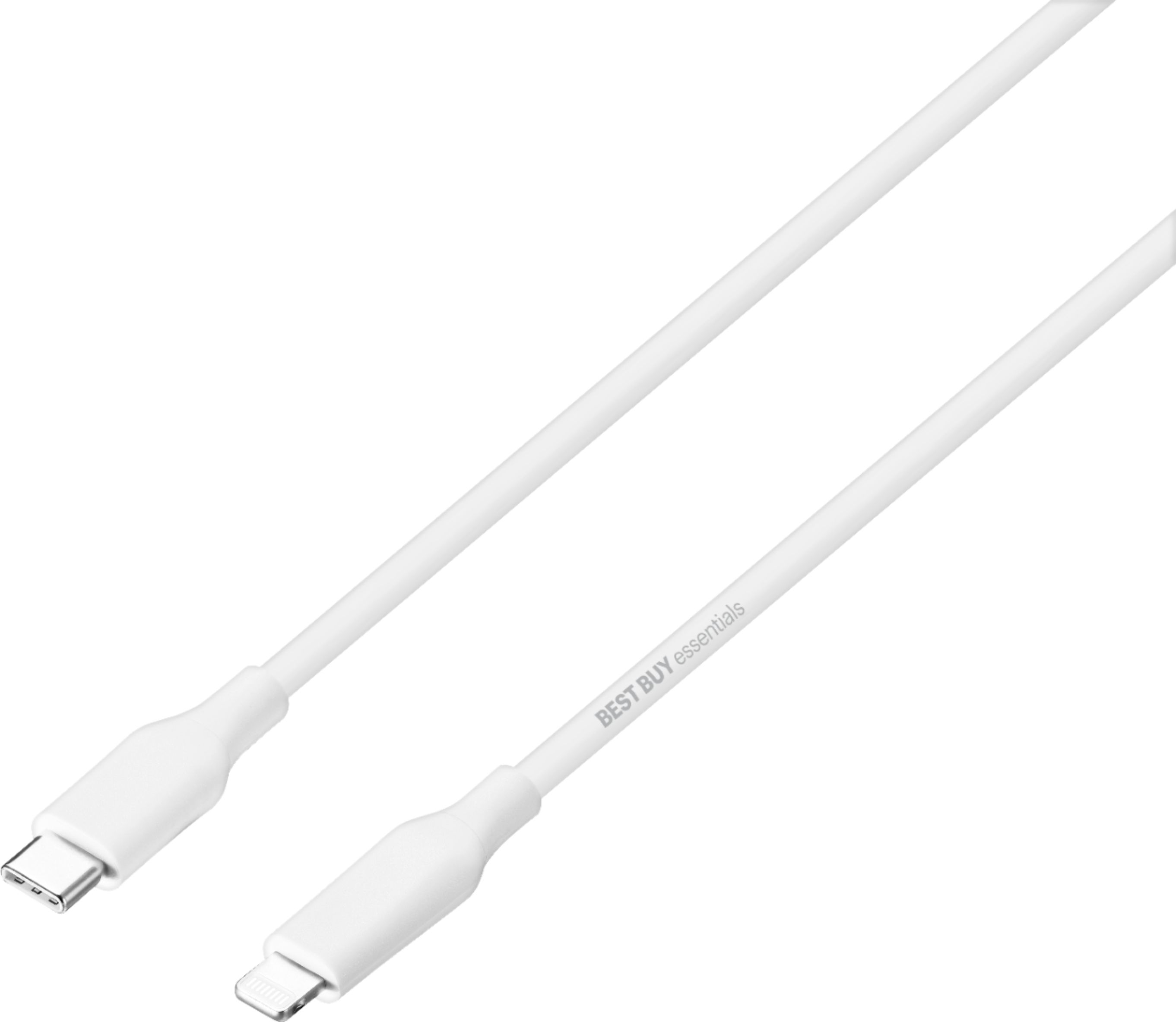Best Buy essentials™ - 5' Lightning to USB-C Charge-and-Sync Cable - White