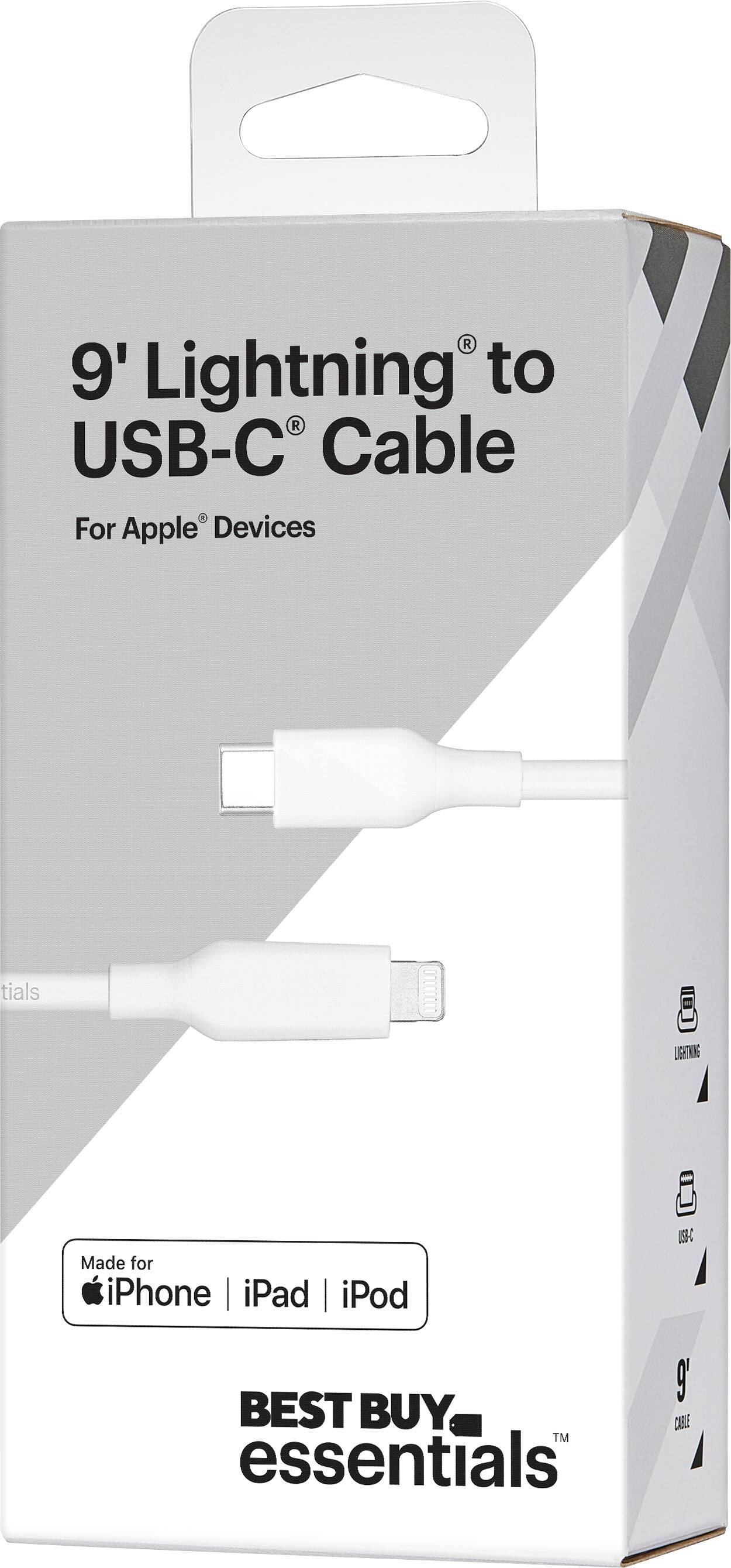 Alt View 15. Best Buy essentials™ - 9’ USB-C to Lightning Charge-and-Sync Cable - White.