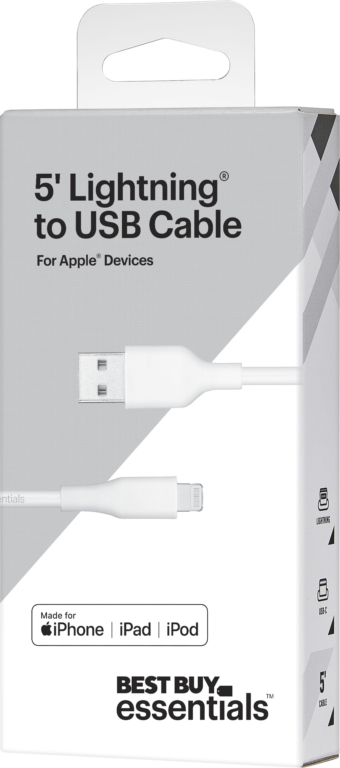 Best Buy essentials™ 5' USB-C to USB-C Charge-and-Sync Cable Black  BE-MCC522K - Best Buy