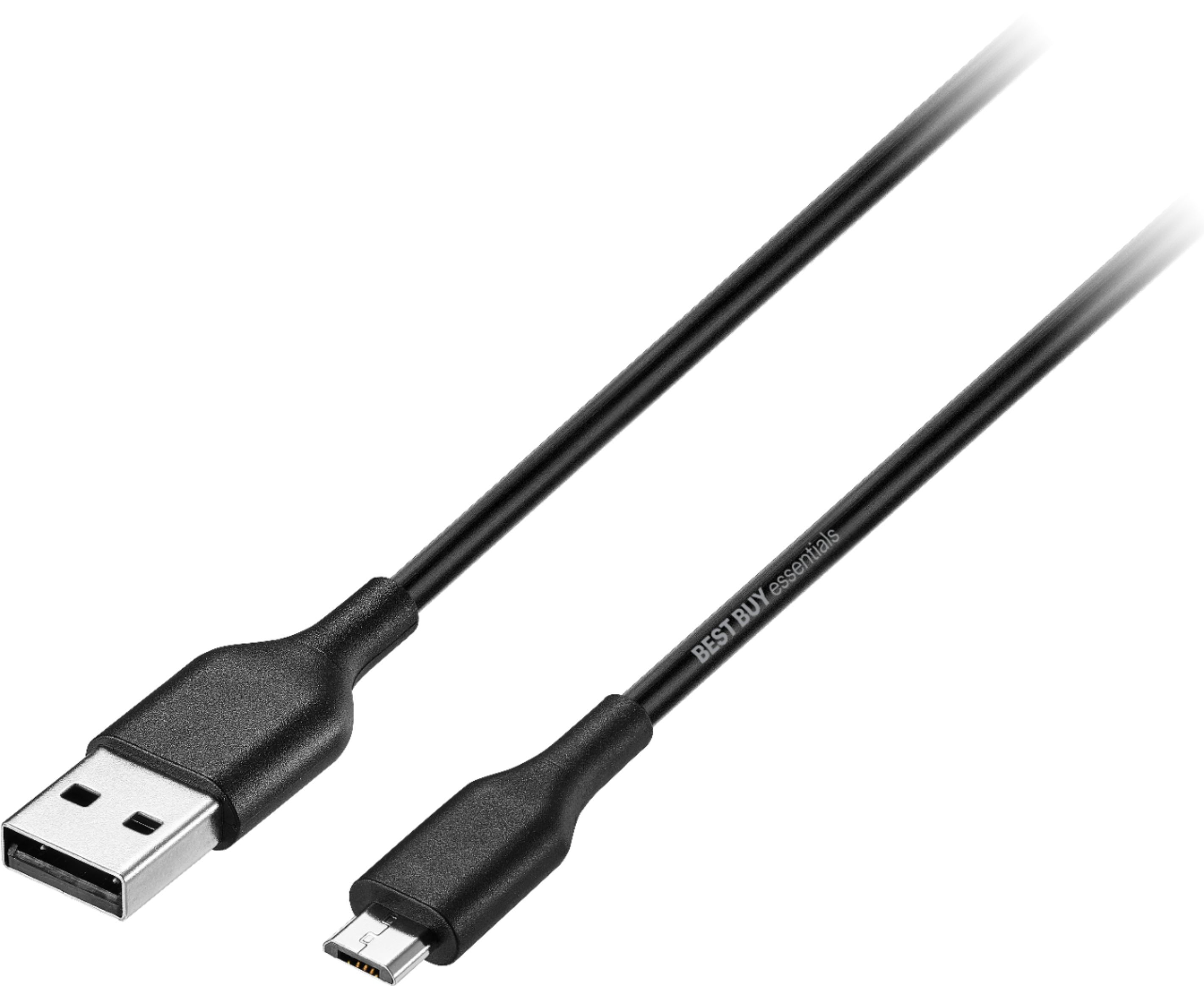Best Buy essentials™ - 3' Micro USB to USB Charge-and-Sync Cable - Black