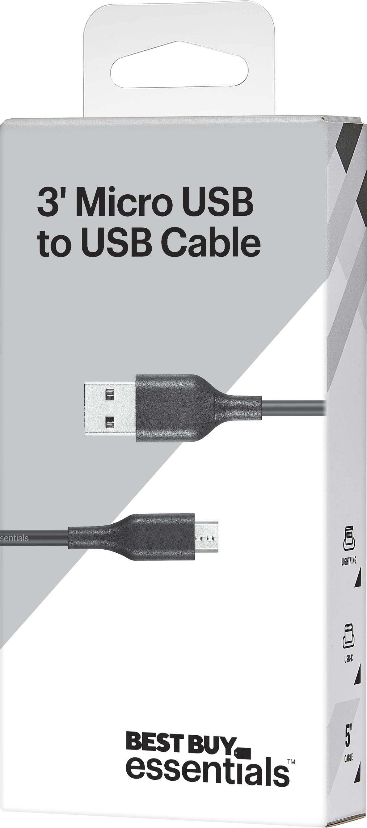 Best Buy essentials™ 3' Micro USB to USB Charge-and-Sync Cable Black BE-MMA322K - Best