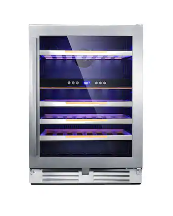 Front. Avanti - Elite Series 46 Bottle Dual Zone Wine Cooler - Stainless Steel.