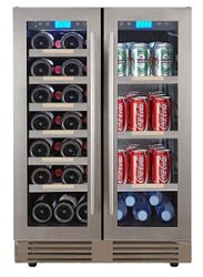 Avanti - Elite Series 21 Bottle and 3.0 Cu. Ft. Dual Zone Wine and Beverage Center  with French Doors - Stainless steel - Front_Zoom