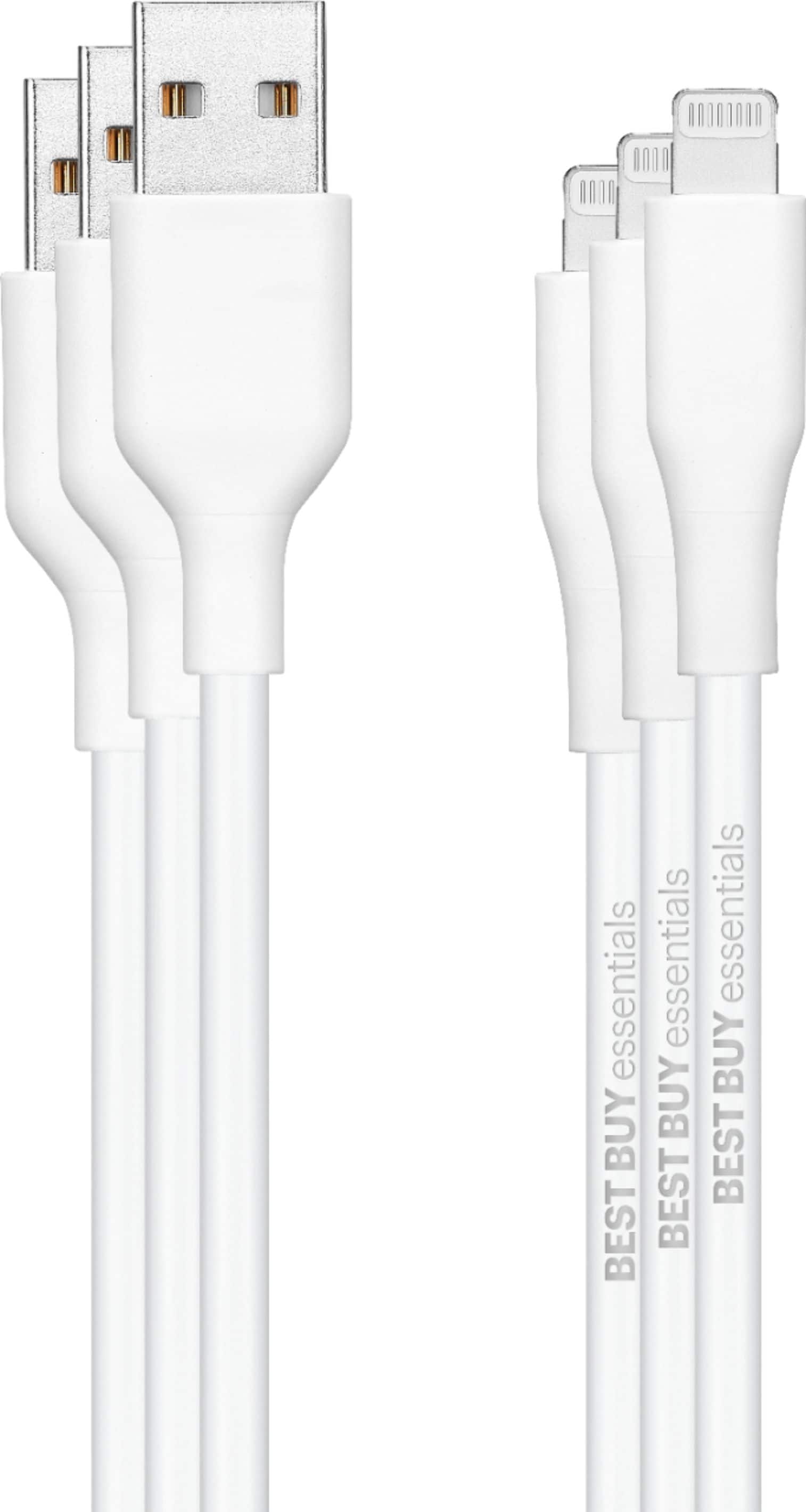 Alt View 12. Best Buy essentials™ - 5' Lightning to USB Charge-and-Sync Cable (3 Pack) - White.