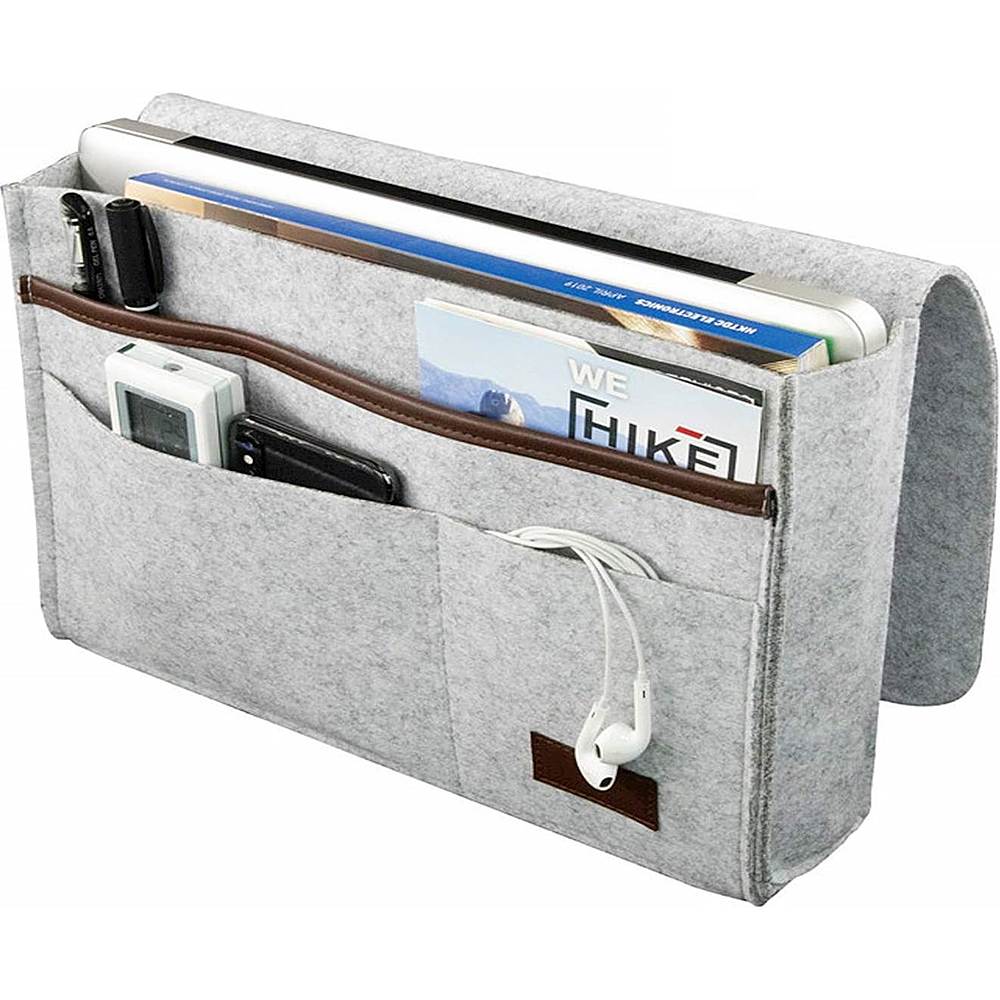 Left View: SaharaCase - Bedside Storage Bag for Most Cell Phones and Tablets - Gray