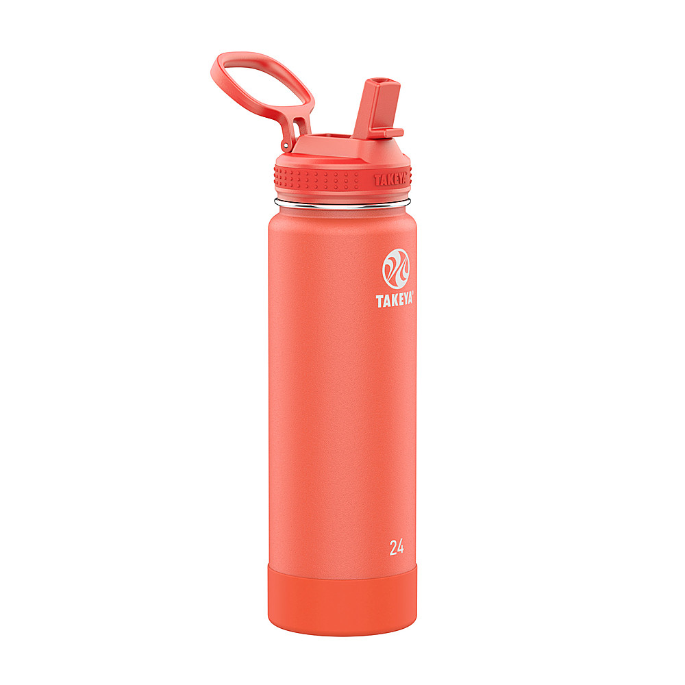 Angle View: Takeya - Actives 24oz Straw Bottle - Coral