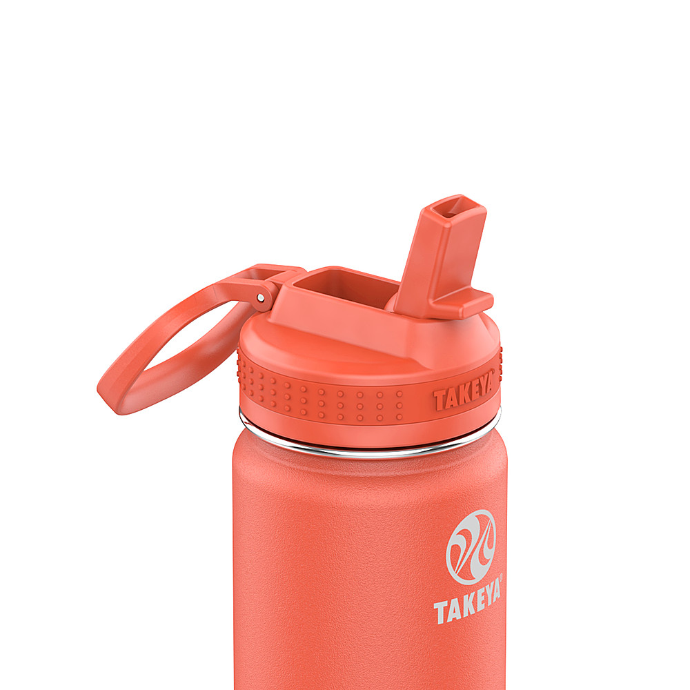Left View: Takeya - Actives 24oz Straw Bottle - Coral