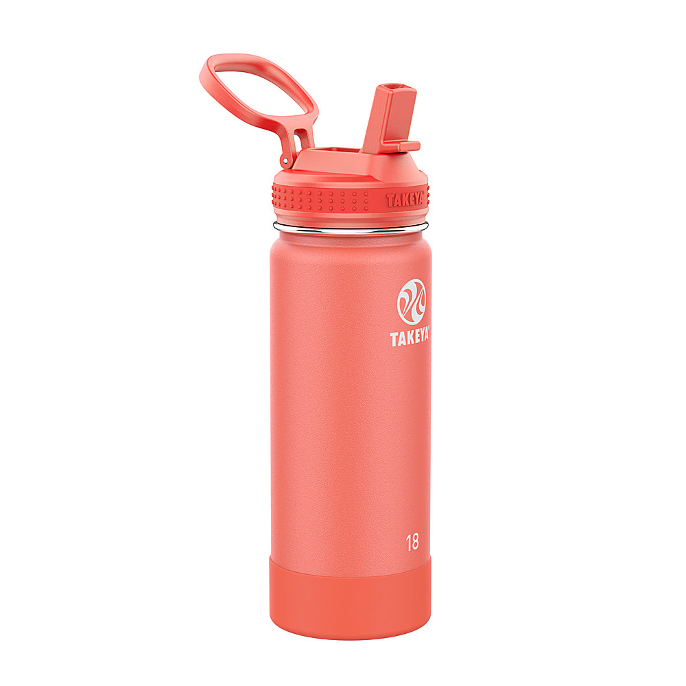 Angle View: Takeya - Actives 18oz Straw Bottle - Coral