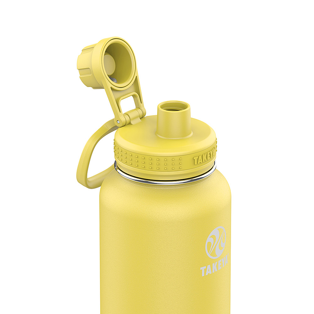 Left View: Takeya - Actives 32oz Spout Bottle - Canary