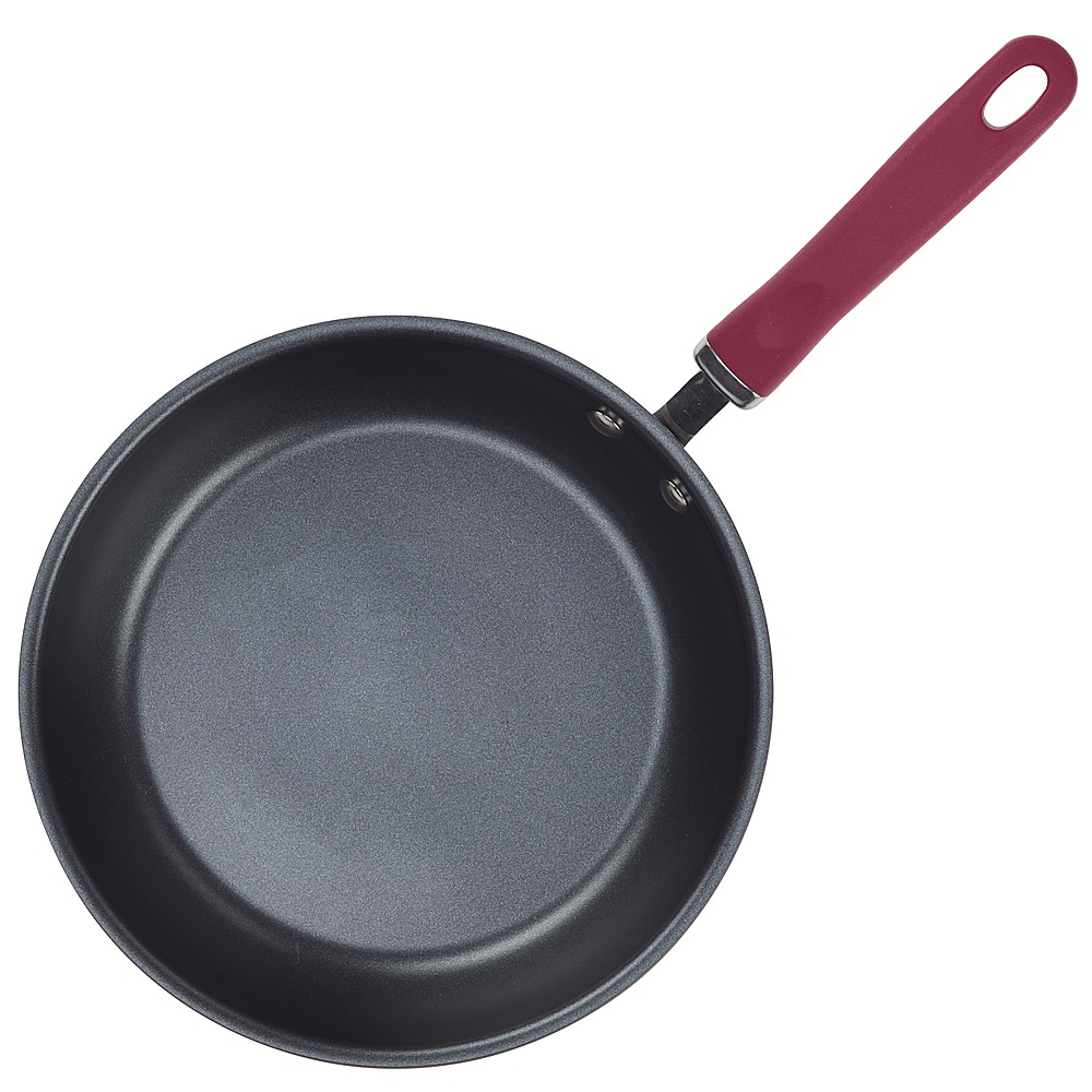 Left View: Rachael Ray - Cucina 11-Inch Nonstick Wok with Lid - Gray with Blue Handles