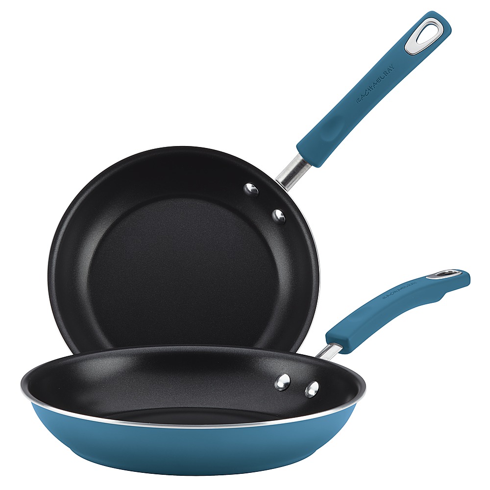 Angle View: Rachael Ray - Classic Brights 2-Piece Frying Pan Set - Marine Blue