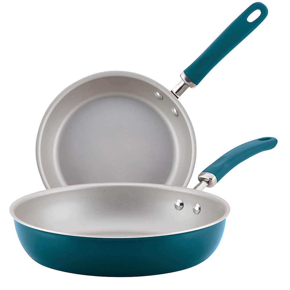 Angle View: Rachael Ray - Create Delicious 2-Piece Frying Pan Set - Teal Shimmer