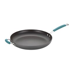 Rachael Ray - Cucina 14-Inch Skillet with Helper Handle - Gray with Blue Handles - Angle_Zoom