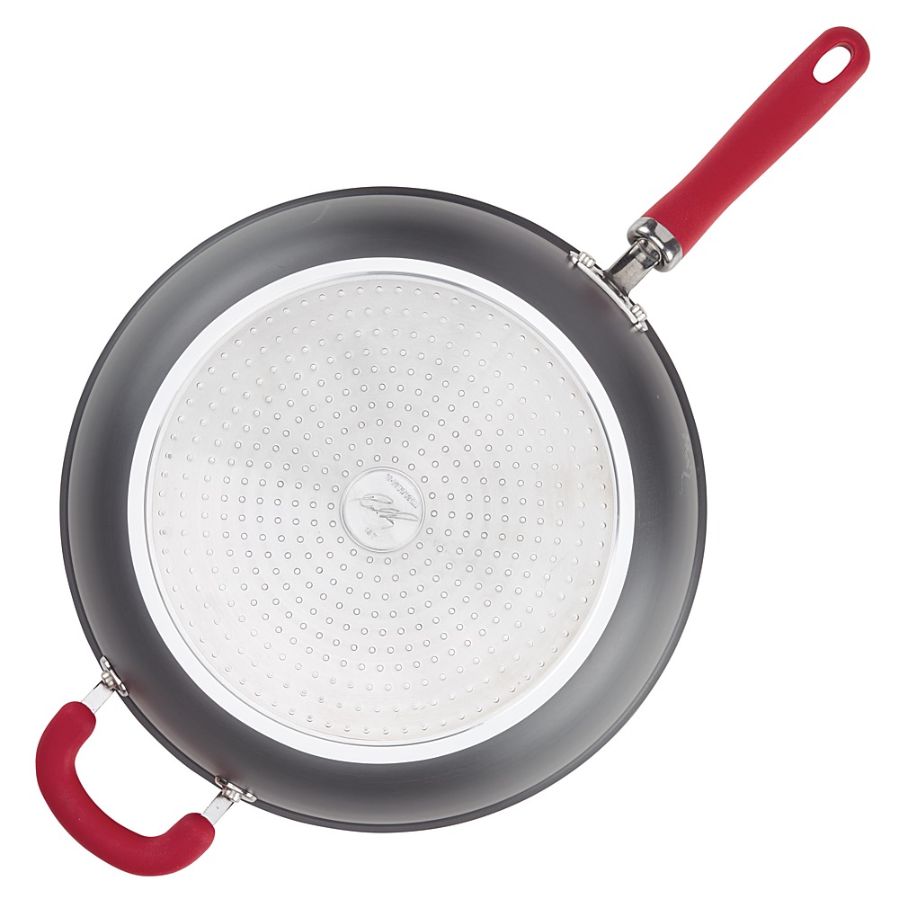 Left View: Rachael Ray - Create Delicious 12.5-Inch Frying Pan - Gray with Red Handle