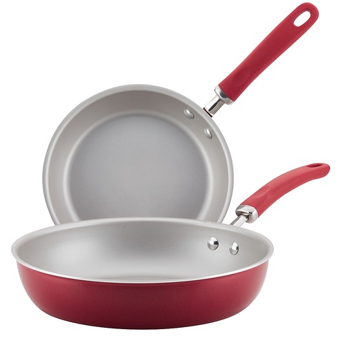 Rachael Ray - Create Delicious 2-Piece Frying Pan Set - Red Shimmer