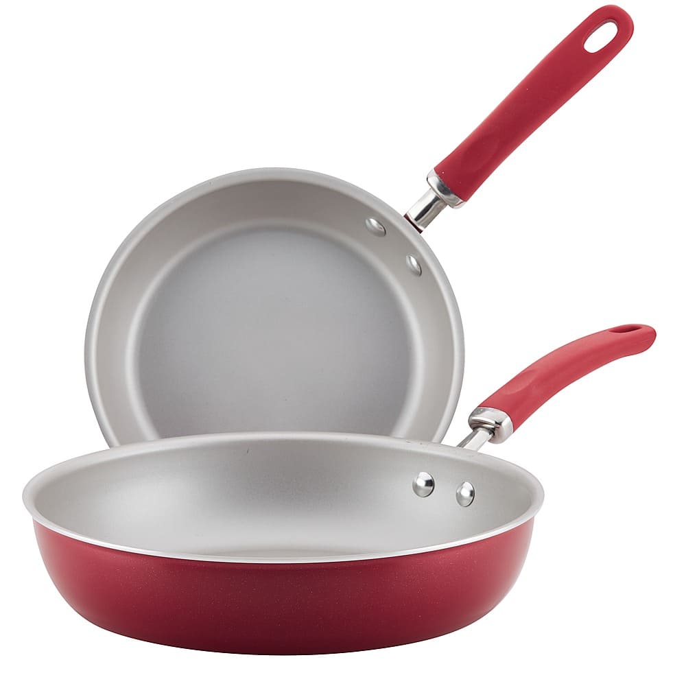 Angle View: Rachael Ray - Create Delicious 2-Piece Frying Pan Set - Red Shimmer