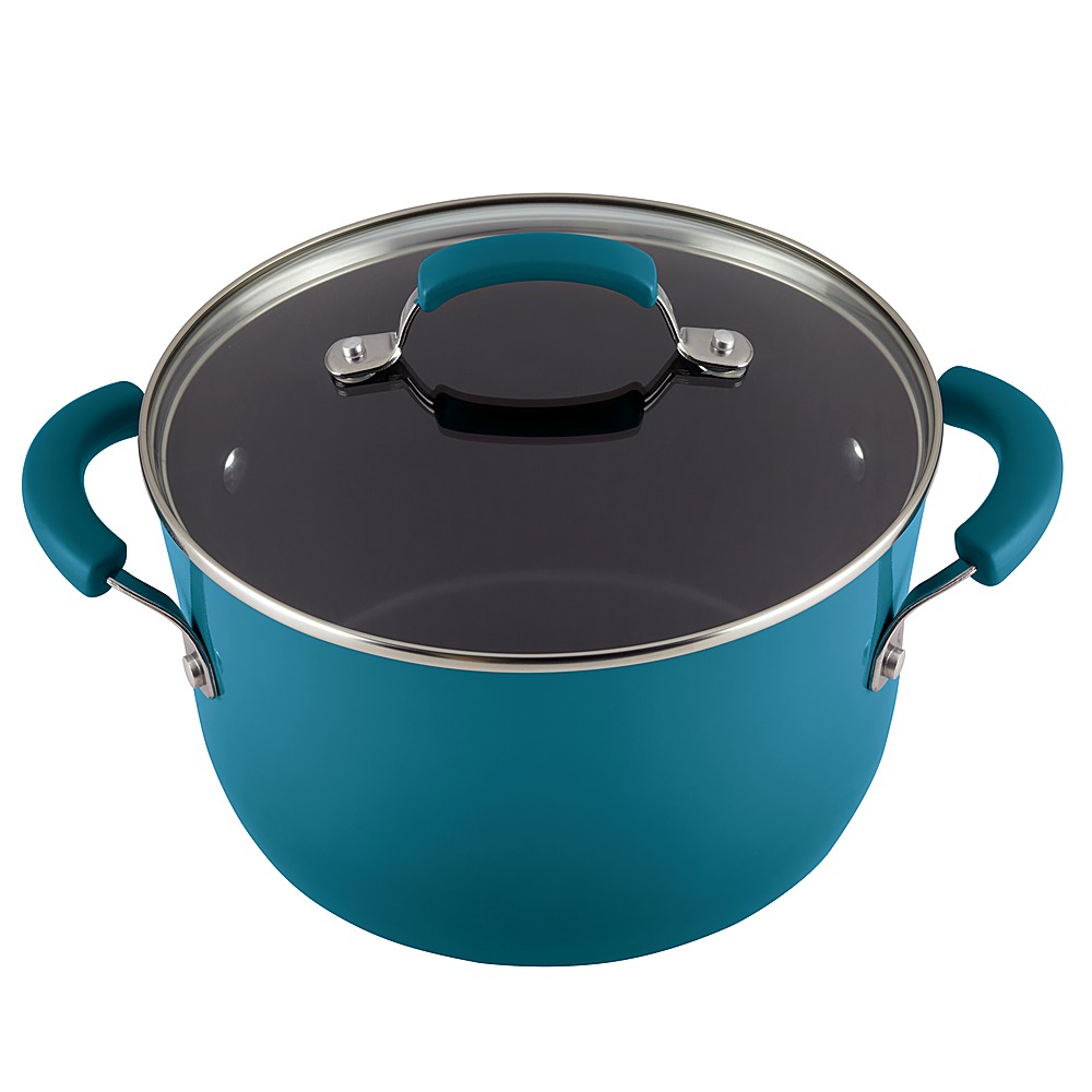Left View: Rachael Ray - Classic Brights 6-Quart Stockpot with Lid - Marine Blue Gradient