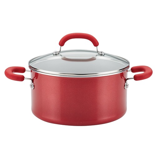 Rachael Ray - Create Delicious 6-Quart Stockpot with Lid - Red Shimmer
