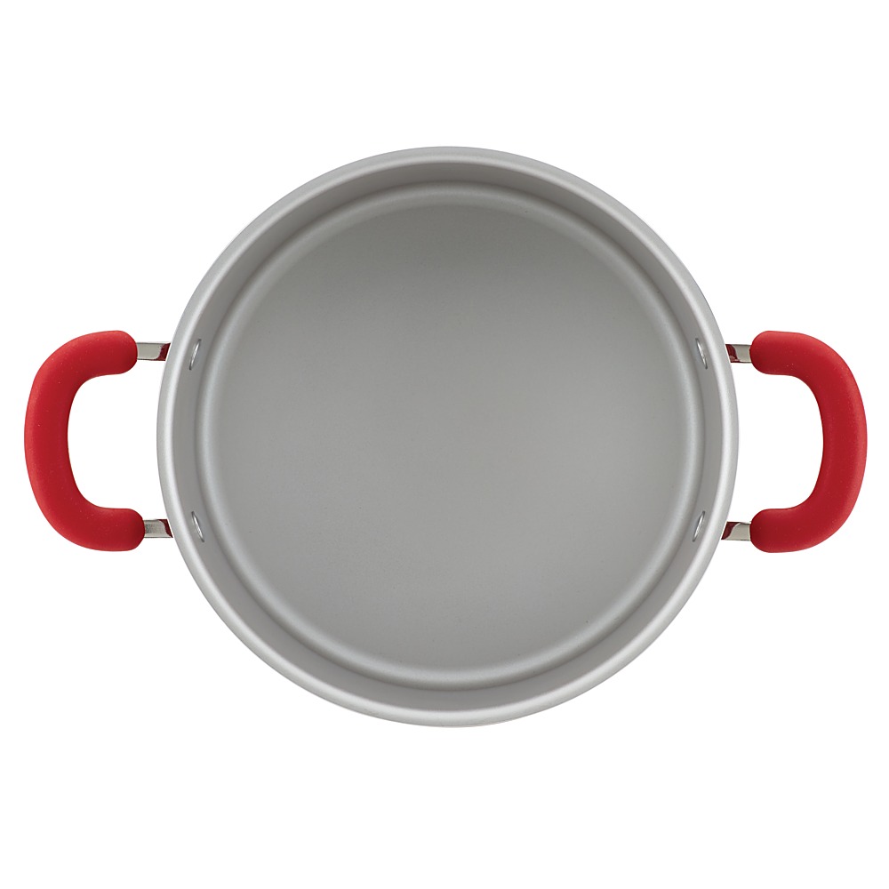 Left View: Rachael Ray - Create Delicious 6-Quart Stockpot with Lid - Red Shimmer