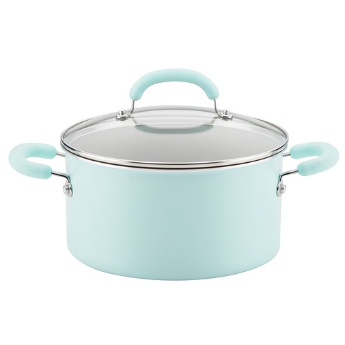 Rachael Ray - Create Delicious 6-Quart Stockpot with Lid - Light Blue Shimmer