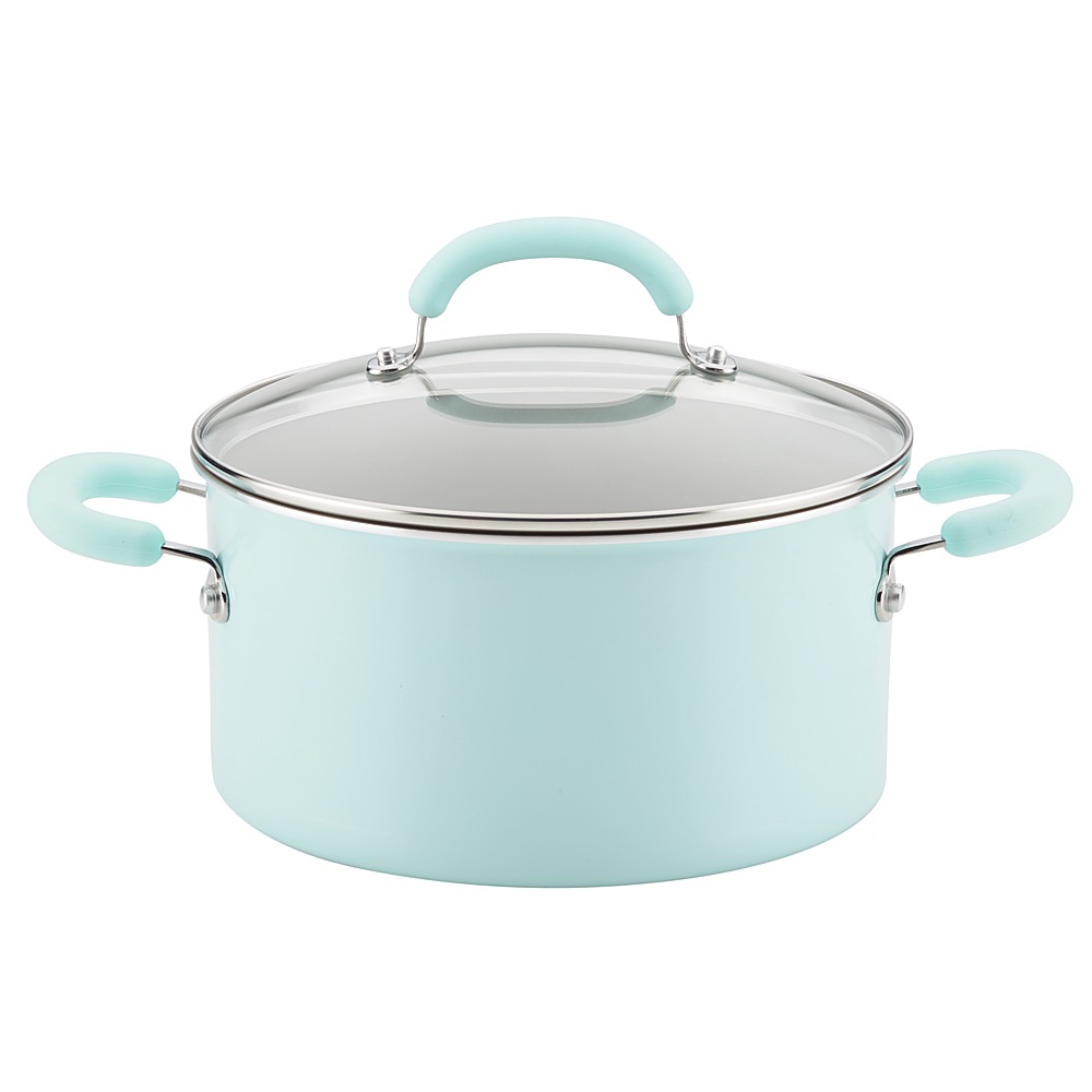 Angle View: Rachael Ray - Create Delicious 6-Quart Stockpot with Lid - Light Blue Shimmer