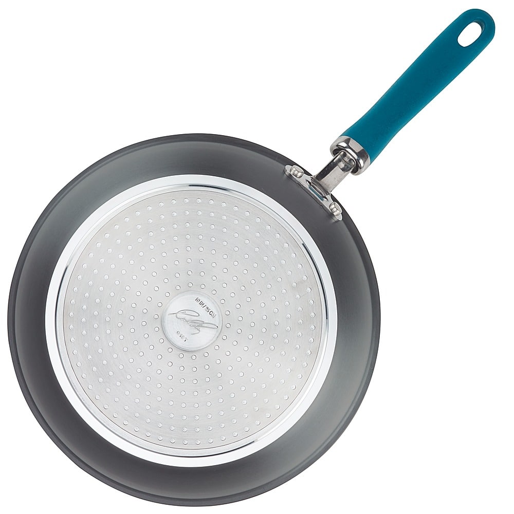 Left View: Rachael Ray - Create Delicious 2-Piece Skillet Set - Gray with Teal Handles