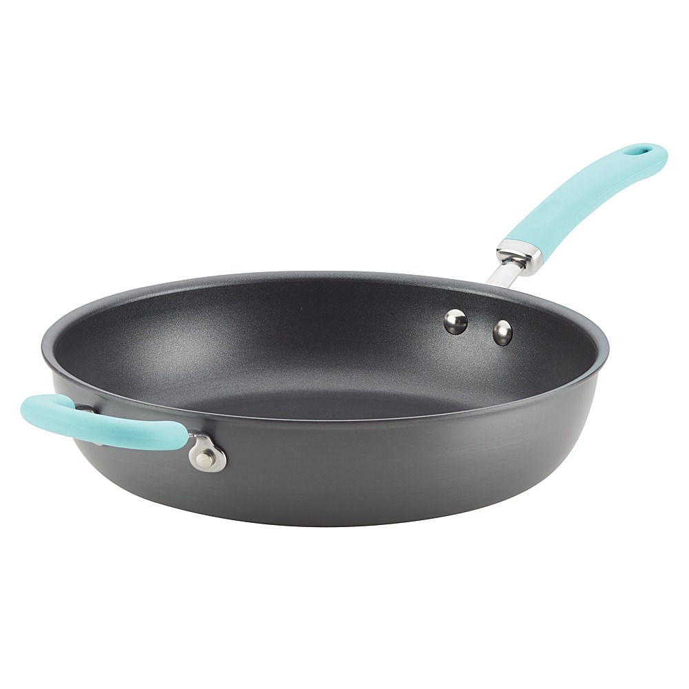 Angle View: Rachael Ray - Create Delicious 12.5-Inch Frying Pan - Gray with Light Blue Handle