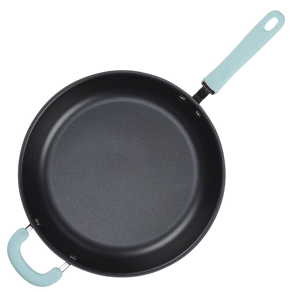 Left View: Rachael Ray - Create Delicious 12.5-Inch Frying Pan - Gray with Light Blue Handle