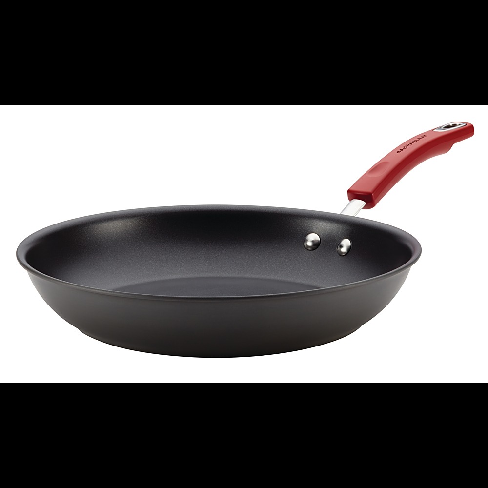 Angle View: Rachael Ray - 12.5-Inch Frying Pan - Gray with Red Handles
