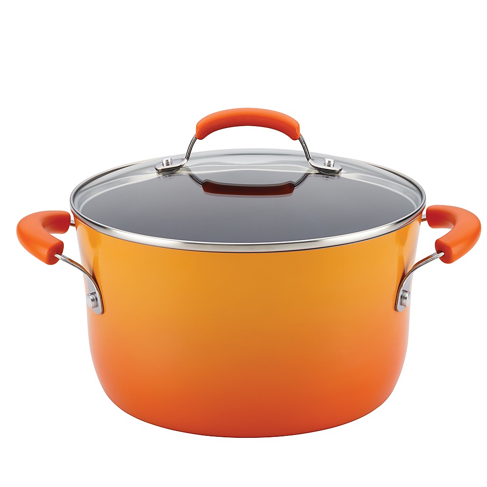 Angle View: Rachael Ray - Classic Brights 6-Quart Stockpot with Lid - Orange Gradient
