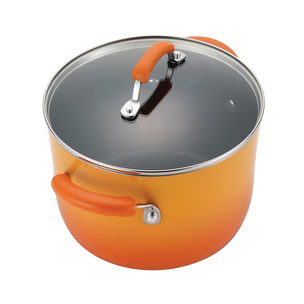 Rachael Ray Classic Brights Hard Enamel Nonstick Stockpot, 6-Quart, Sea Salt Gray