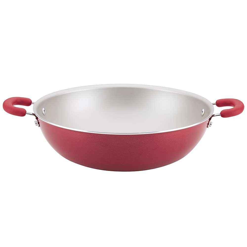 Angle View: Rachael Ray - Create Delicious 14.25-Inch Nonstick Wok - Red Shimmer