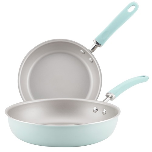 Rachael Ray - Create Delicious 2-Piece Frying Pan Set - Light Blue Shimmer