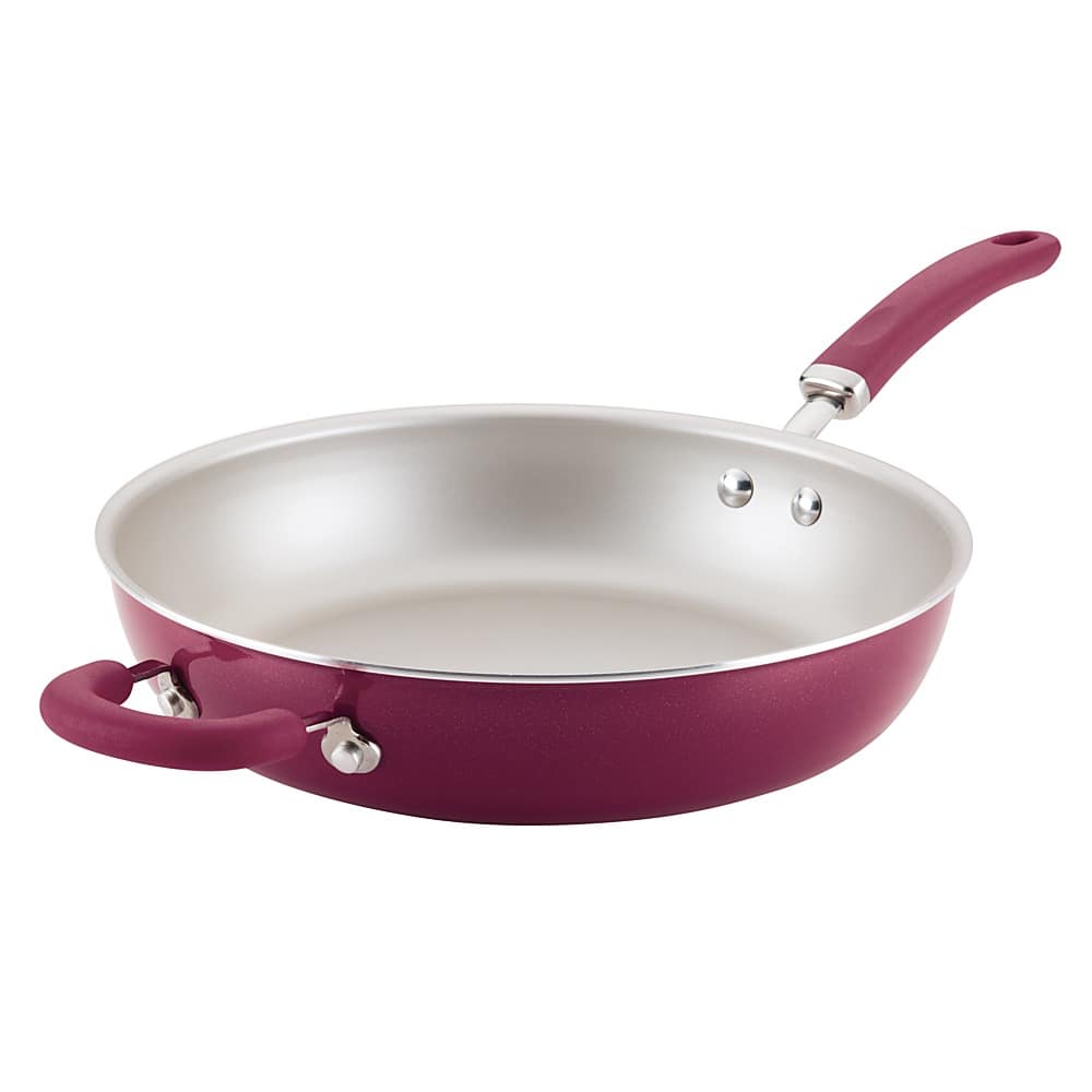 Angle View: Rachael Ray - Create Delicious 12.5-Inch Frying Pan - Burgundy Shimmer