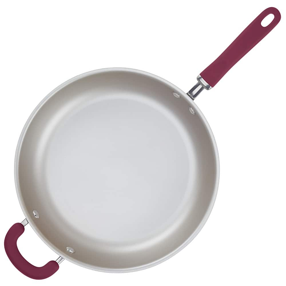 Left View: Rachael Ray - Create Delicious 12.5-Inch Frying Pan - Burgundy Shimmer