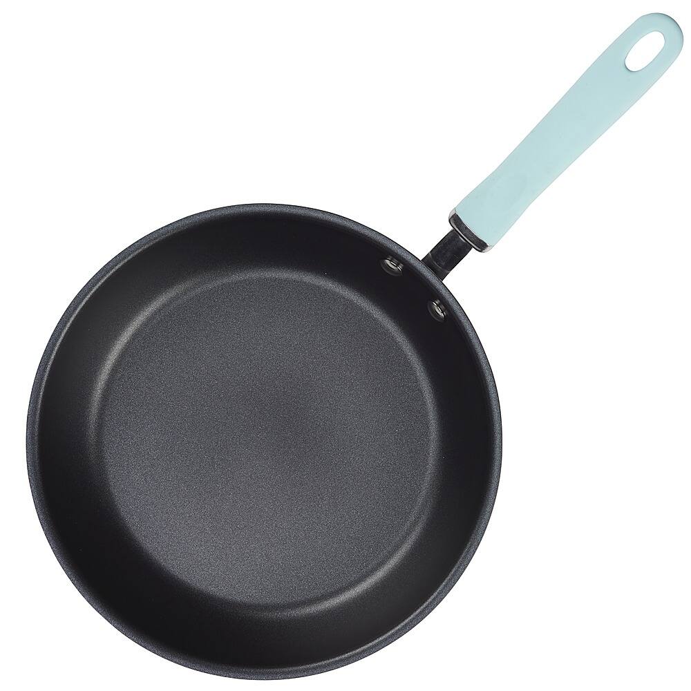 Left View: Rachael Ray - Create Delicious 2-Piece Skillet Set - Gray with Light Blue Handles