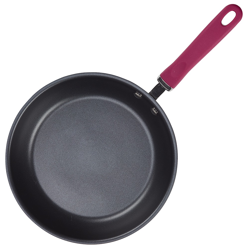 Left View: Rachael Ray - Create Delicious 2-Piece Skillet Set - Gray with Burgundy Handles