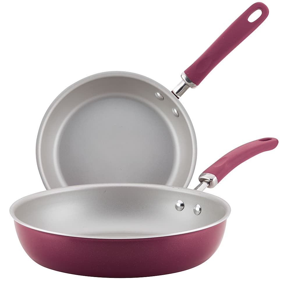 Angle View: Rachael Ray - Create Delicious 2-Piece Skillet Set - Burgundy Shimmer