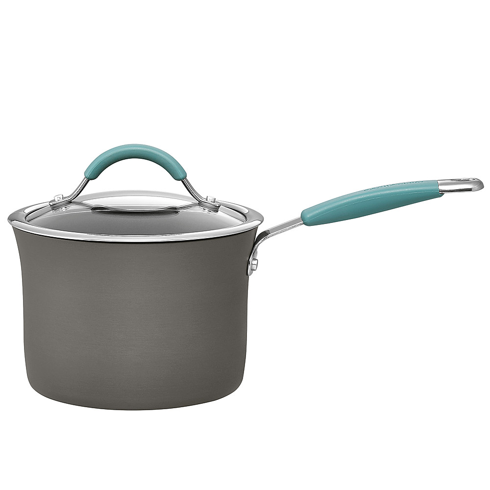 Left View: Rachael Ray - Cucina 3-Quart Saucepan with Lid - Agave Blue