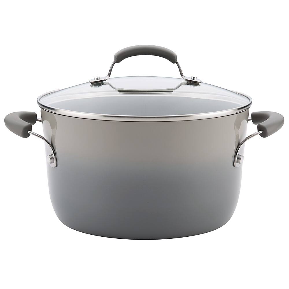 Angle View: Rachael Ray - Classic Brights 6-Quart Stockpot with Lid - Sea Salt Gray