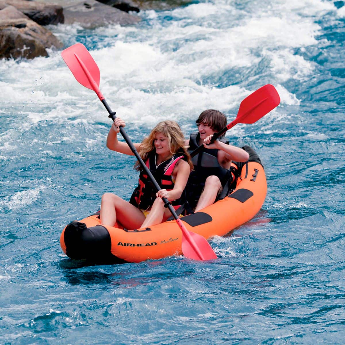 Angle View: Airhead Montana Two Person Inflatable Kayak